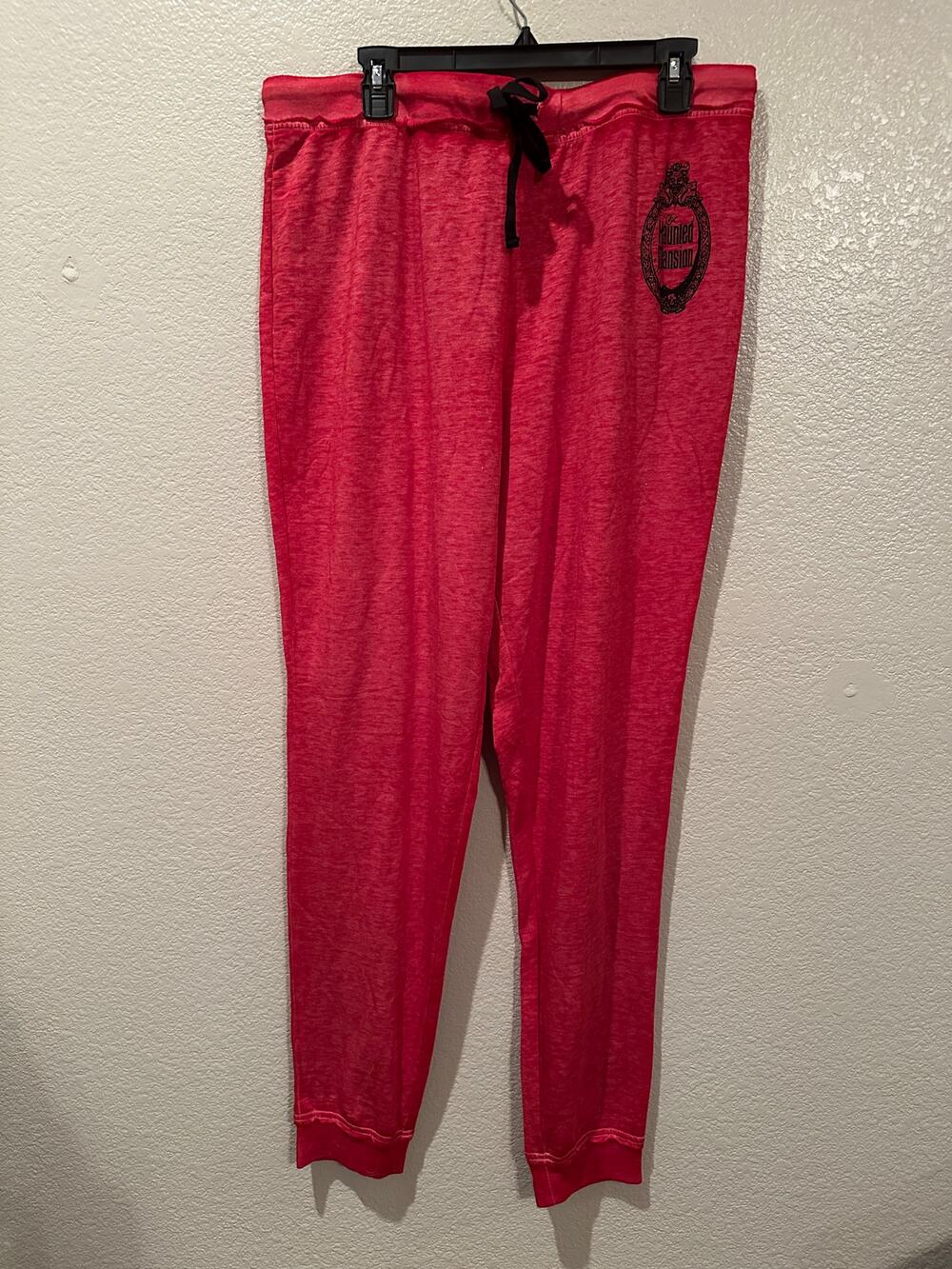 NWOT Disney Parks Haunted Mansion Blood Red lightweight Lounge Pants Joggers XL